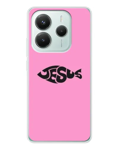 Чехол для Xiaomi Redmi Note 14 5G с картинкой «Розовый символ  Jesus»