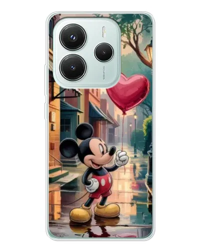 Чохол для Xiaomi Redmi Note 14 5G з картинкою «Міккі та кулька-серце»
