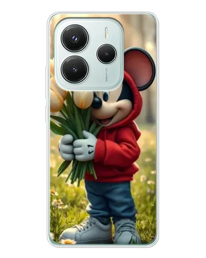 Чохол для Xiaomi Redmi Note 14 5G з картинкою «Міккі з тюльпанами»