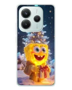 Чехол для Xiaomi Redmi Note 14 5G с картинкой «Рождественский Спанч Боб»