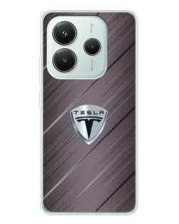 Чехол для Xiaomi Redmi Note 14 5G с картинкой «Металлическая текстура Tesla»