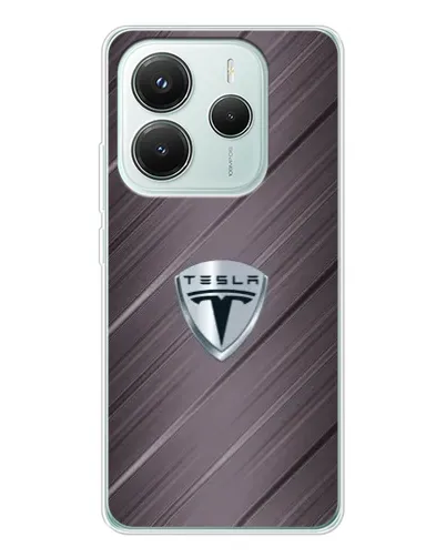 Чехол для Xiaomi Redmi Note 14 5G с картинкой «Металлическая текстура Tesla»