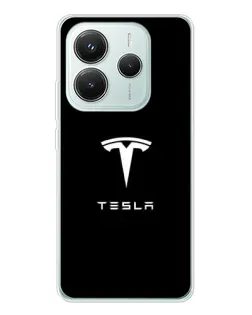 Чехол для Xiaomi Redmi Note 14 5G с картинкой «Tesla White Logo»