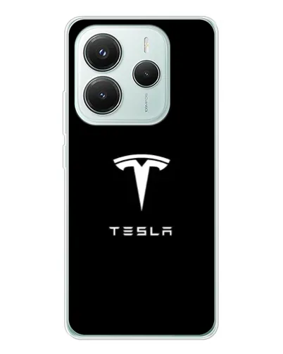 Чехол для Xiaomi Redmi Note 14 5G с картинкой «Tesla White Logo»
