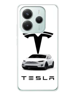 Чехол для Xiaomi Redmi Note 14 5G с картинкой «Tesla White Style»