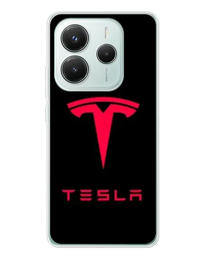 Чехол для Xiaomi Redmi Note 14 5G с картинкой «Tesla Red Logo»