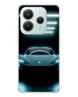 Чехол для Xiaomi Redmi Note 14 5G с картинкой «Tesla в неоне»