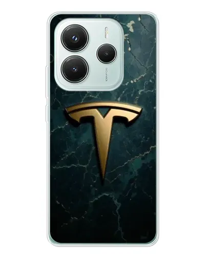 Чехол для Xiaomi Redmi Note 14 5G с картинкой «Мраморная Tesla Gold»