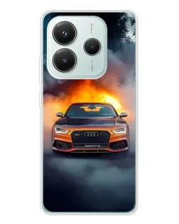 Чохол для Xiaomi Redmi Note 14 5G з картинкою «Audi у вогняному диму»