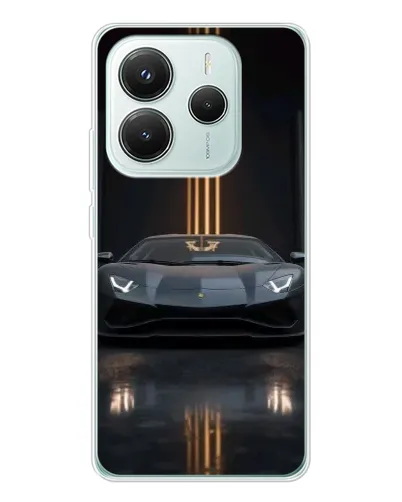 Чехол для Xiaomi Redmi Note 14 5G с картинкой «Lamborghini золотые линии»
