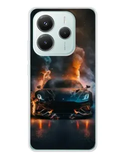 Чехол для Xiaomi Redmi Note 14 5G с картинкой «Lamborghini дымная эстетика»