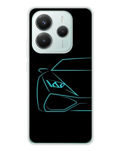 Чехол для Xiaomi Redmi Note 14 5G с картинкой «Голубой силуэт Lamborghini»