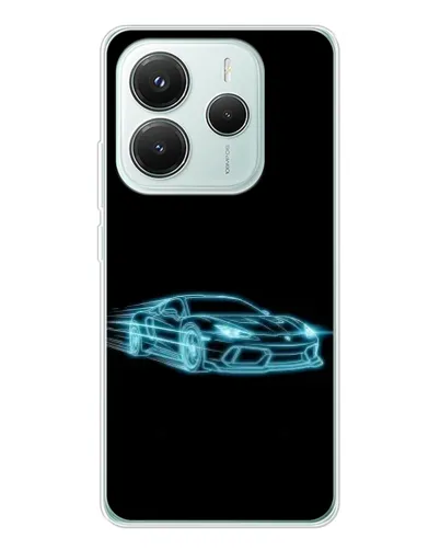 Чехол для Xiaomi Redmi Note 14 5G с картинкой «Неоновый контур Lamborghini»