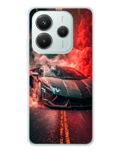Чехол для Xiaomi Redmi Note 14 5G с картинкой «Lamborghini красный дым»