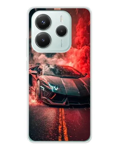 Чехол для Xiaomi Redmi Note 14 5G с картинкой «Lamborghini красный дым»