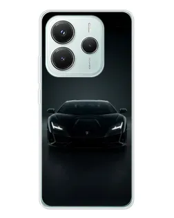 Чехол для Xiaomi Redmi Note 14 5G с картинкой «Черный Lamborghini Aventador»