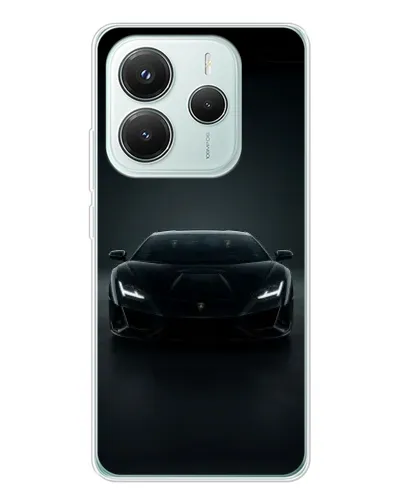 Чехол для Xiaomi Redmi Note 14 5G с картинкой «Черный Lamborghini Aventador»