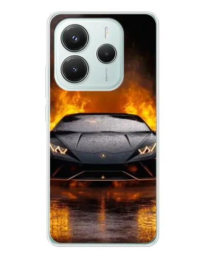 Чехол для Xiaomi Redmi Note 14 5G с картинкой «Lamborghini в огне»