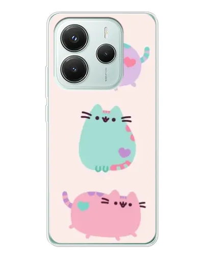 Чехол для Xiaomi Redmi Note 14 5G с картинкой «Pusheen трио»