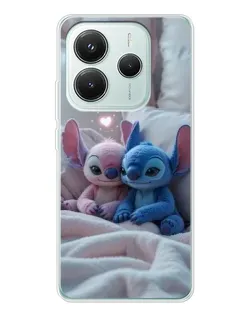 Чехол для Xiaomi Redmi Note 14 5G с картинкой «Плюшевые Стич Ангел»