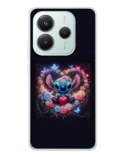 Чехол для Xiaomi Redmi Note 14 5G с картинкой «Stitch в цветах»