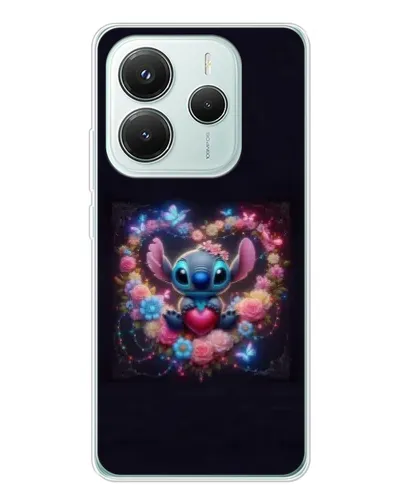 Чехол для Xiaomi Redmi Note 14 5G с картинкой «Stitch в цветах»