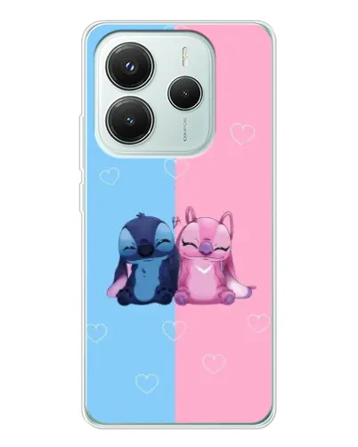 Чехол для Xiaomi Redmi Note 14 5G с картинкой «Stitch и Angel Love»