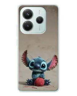 Чехол для Xiaomi Redmi Note 14 5G с картинкой «Стич на коричневом фоне»