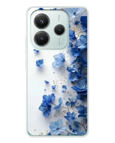 Чехол для Xiaomi Redmi Note 14 5G с картинкой «Голубой цветочный каскад»