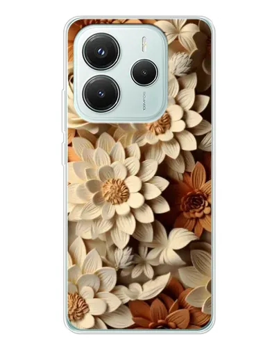Чехол для Xiaomi Redmi Note 14 5G с картинкой «Бежевый флористический декор»