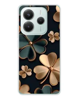 Чехол для Xiaomi Redmi Note 14 5G с картинкой «Клевер в золоте»