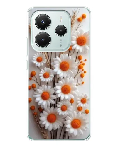 Чехол для Xiaomi Redmi Note 14 5G с картинкой «Белые сухоцветы»