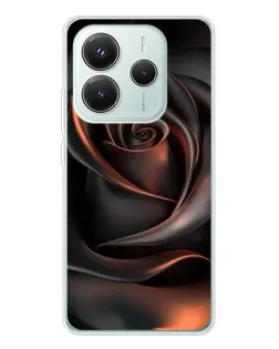 Чехол для Xiaomi Redmi Note 14 5G с картинкой «Шелковая черная роза»
