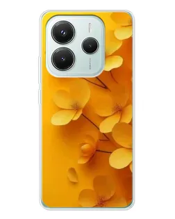 Чехол для Xiaomi Redmi Note 14 5G с картинкой «Золотые лепестки»