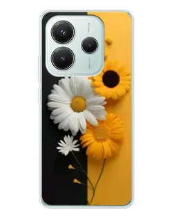 Чехол для Xiaomi Redmi Note 14 5G с картинкой «Подсолнух и ромашка»