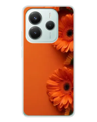 Чехол для Xiaomi Redmi Note 14 5G с картинкой «Оранжевые герберы»