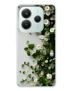 Чехол для Xiaomi Redmi Note 14 5G с картинкой «Ветка мелких белых цветов»