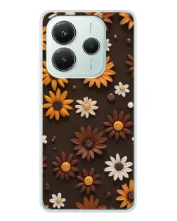 Чехол для Xiaomi Redmi Note 14 5G с картинкой «Узор из маленьких подсолнухов»