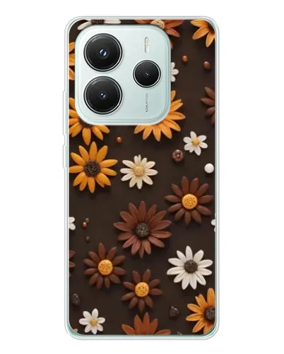Чехол для Xiaomi Redmi Note 14 5G с картинкой «Узор из маленьких подсолнухов»