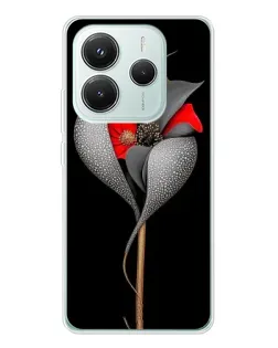 Чехол для Xiaomi Redmi Note 14 5G с картинкой «Серебряный фантазийный цветок»