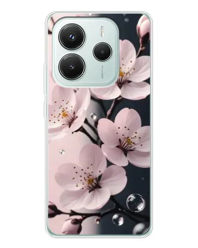 Чехол для Xiaomi Redmi Note 14 5G с картинкой «Нежная сакура и капли» Чехол для Xiaomi Redmi Note 14 5G с картинкой «Нежная сакура и капли»