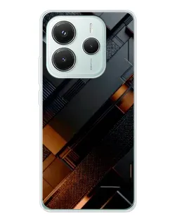 Чехол для Xiaomi Redmi Note 14 5G с картинкой «Черные геометрические блоки»