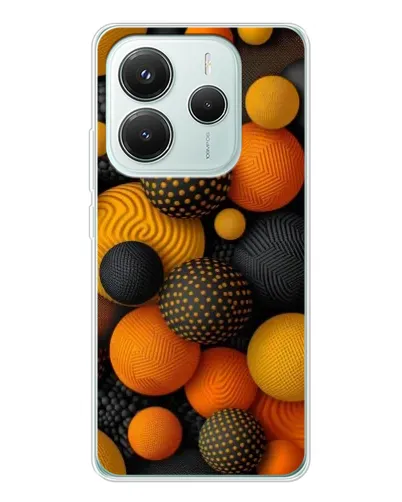 Чехол для Xiaomi Redmi Note 14 5G с картинкой «Объемные оранжевые сферы» Чехол для Xiaomi Redmi Note 14 5G с картинкой «Объемные оранжевые сферы»