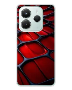 Чехол для Xiaomi Redmi Note 14 5G с картинкой «Красная глянцевая сетка»