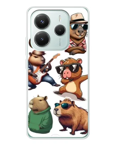 Чохол для Xiaomi Redmi Note 14 5G з картинкою «Круті капібари музиканти»