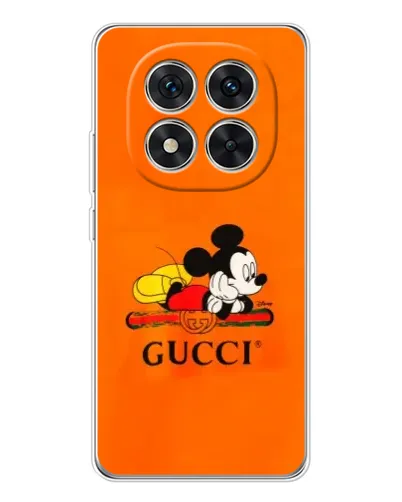 Чехол для Xiaomi Redmi Note 14 Pro 5G с картинкой «Микки Маус Gucci — оранж»