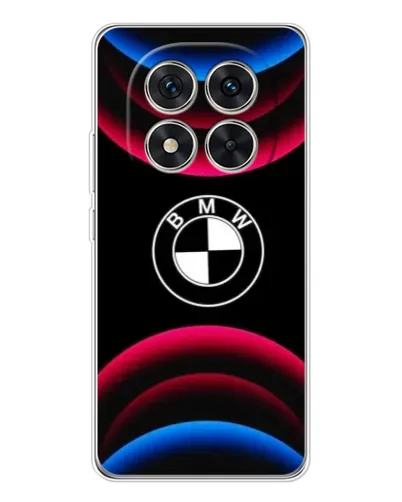 Чехол для Xiaomi Redmi Note 14 Pro 5G с картинкой «Логотип BMW и неоновые дуги»