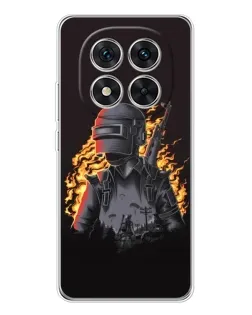Чехол для Xiaomi Redmi Note 14 Pro 5G с картинкой «PUBG — огненный силуэт»