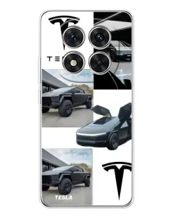 Чехол для Xiaomi Redmi Note 14 Pro 5G с картинкой «Коллаж Cybertruck Tesla»