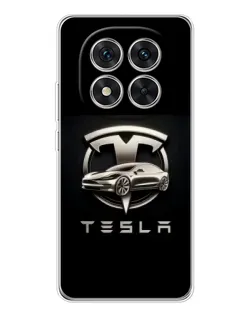 Чехол для Xiaomi Redmi Note 14 Pro 5G с картинкой «Tesla — серебристое авто»